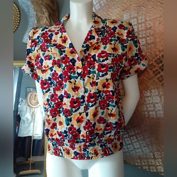 Vintage Abstract Floral Blouse - Picture 1 of 13